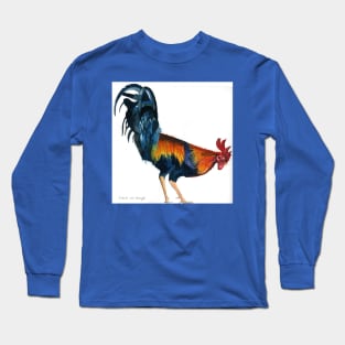 Original watercolour painting of a Cockerel Long Sleeve T-Shirt